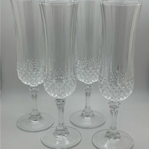 Elegant Clear Crystal Flute Set of 4
